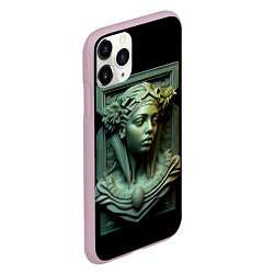 Чехол iPhone 11 Pro матовый Нейросеть - барельеф античной девушки, цвет: 3D-розовый — фото 2
