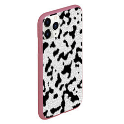 Чехол iPhone 11 Pro матовый Далматин - текстура, цвет: 3D-малиновый — фото 2