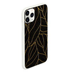 Чехол iPhone 11 Pro матовый Золотые листья градиент, цвет: 3D-белый — фото 2
