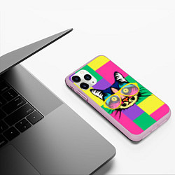 Чехол iPhone 11 Pro матовый Кот в стиле поп-арт, цвет: 3D-розовый — фото 2