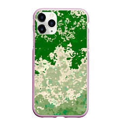Чехол iPhone 11 Pro матовый Абстракция в зелёных тонах, цвет: 3D-розовый