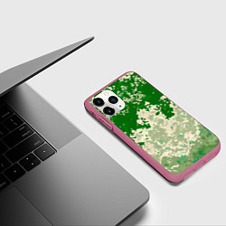 Чехол iPhone 11 Pro матовый Абстракция в зелёных тонах, цвет: 3D-малиновый — фото 2