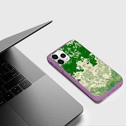 Чехол iPhone 11 Pro матовый Абстракция в зелёных тонах, цвет: 3D-фиолетовый — фото 2