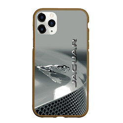 Чехол iPhone 11 Pro матовый Jaguar - капот - эмблема, цвет: 3D-коричневый
