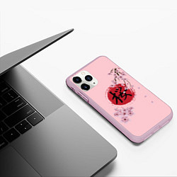 Чехол iPhone 11 Pro матовый Цветущая вишня с иероглифом cакура, цвет: 3D-розовый — фото 2