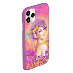 Чехол iPhone 11 Pro матовый Розовая фея бабочка, цвет: 3D-фиолетовый — фото 2