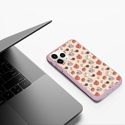 Чехол iPhone 11 Pro матовый Коты рисованные, цвет: 3D-розовый — фото 2