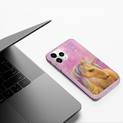 Чехол iPhone 11 Pro матовый Фэнтези единорог, цвет: 3D-розовый — фото 2