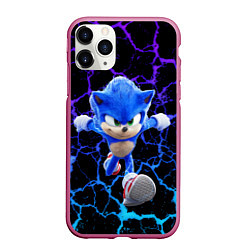 Чехол iPhone 11 Pro матовый Sonic неоновый мрамор, цвет: 3D-малиновый