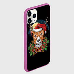 Чехол iPhone 11 Pro матовый Новогодний оленёнок, цвет: 3D-фиолетовый — фото 2