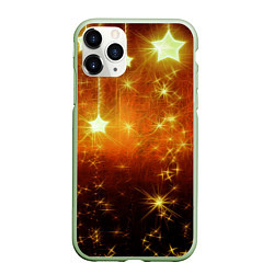 Чехол iPhone 11 Pro матовый Золотистае звёзды, цвет: 3D-салатовый