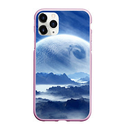 Чехол iPhone 11 Pro матовый Mountains - fantasy planet, цвет: 3D-розовый