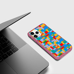 Чехол iPhone 11 Pro матовый Детский конструктор - текстура, цвет: 3D-малиновый — фото 2