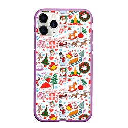 Чехол iPhone 11 Pro матовый Новогодние символы, цвет: 3D-фиолетовый