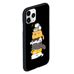 Чехол iPhone 11 Pro матовый Кавайные котики, цвет: 3D-черный — фото 2