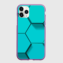 Чехол iPhone 11 Pro матовый Большие бирюзовые соты