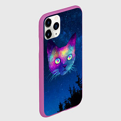Чехол iPhone 11 Pro матовый Планета кошачья голова, цвет: 3D-фиолетовый — фото 2