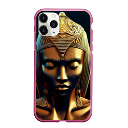 Чехол iPhone 11 Pro матовый Нейросеть - золотая статуя египетской царицы, цвет: 3D-малиновый