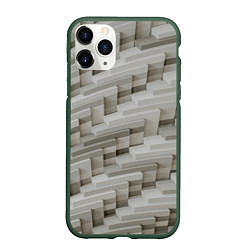 Чехол iPhone 11 Pro матовый Множество геометрических блоков, цвет: 3D-темно-зеленый