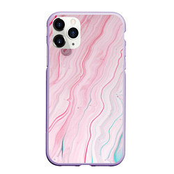 Чехол iPhone 11 Pro матовый Розовые и голубые линии и краски, цвет: 3D-светло-сиреневый