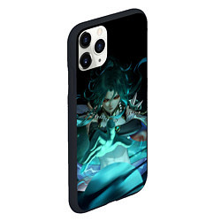 Чехол iPhone 11 Pro матовый Сяо колдует Genshin Impact, цвет: 3D-черный — фото 2