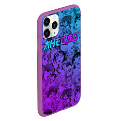 Чехол iPhone 11 Pro матовый Ахегао девушки градиент, цвет: 3D-фиолетовый — фото 2