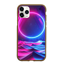 Чехол iPhone 11 Pro матовый Круг и разноцветные кристаллы - vaporwave, цвет: 3D-коричневый