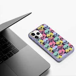 Чехол iPhone 11 Pro матовый Черепа разноцветные спрей, цвет: 3D-светло-сиреневый — фото 2