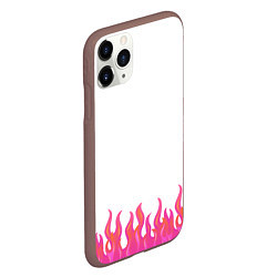 Чехол iPhone 11 Pro матовый Розовые языки огня, цвет: 3D-коричневый — фото 2
