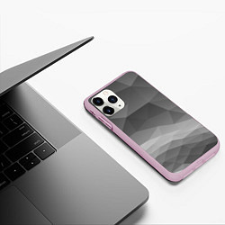 Чехол iPhone 11 Pro матовый Серый геометрический объёмный паттерн, цвет: 3D-розовый — фото 2