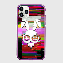 Чехол iPhone 11 Pro матовый Череп кролика - glitch, цвет: 3D-фиолетовый