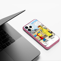 Чехол iPhone 11 Pro матовый Барт Симпсон и его папаша, цвет: 3D-малиновый — фото 2