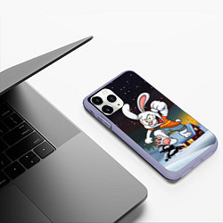 Чехол iPhone 11 Pro матовый Счастливый заяц 2023, цвет: 3D-светло-сиреневый — фото 2