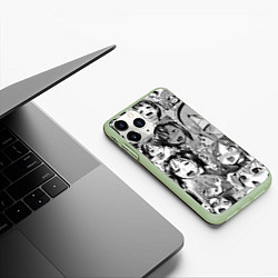 Чехол iPhone 11 Pro матовый Ахегао паттерн, цвет: 3D-салатовый — фото 2