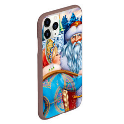 Чехол iPhone 11 Pro матовый Дед Мороз со Снегуркой, цвет: 3D-коричневый — фото 2