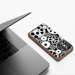 Чехол iPhone 11 Pro матовый Шестеренки в черно-белом стиле, цвет: 3D-коричневый — фото 2