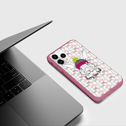 Чехол iPhone 11 Pro матовый Морда кролика 2023, цвет: 3D-малиновый — фото 2