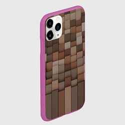 Чехол iPhone 11 Pro матовый Геометрические тёмные прямоугольники и кубы, цвет: 3D-фиолетовый — фото 2