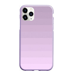 Чехол iPhone 11 Pro матовый Монохромный полосатый розовато-сиреневый, цвет: 3D-светло-сиреневый