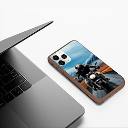 Чехол iPhone 11 Pro матовый Мотоцикл в горах, цвет: 3D-коричневый — фото 2