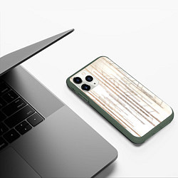 Чехол iPhone 11 Pro матовый Абстрактные линии на светлом фоне, цвет: 3D-темно-зеленый — фото 2