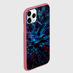 Чехол iPhone 11 Pro матовый Abstract black crystals, цвет: 3D-малиновый — фото 2