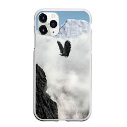 Чехол iPhone 11 Pro матовый Горный орёл в небе, цвет: 3D-белый