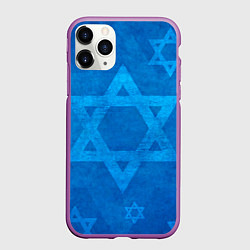 Чехол iPhone 11 Pro матовый Звезды Давида, цвет: 3D-фиолетовый
