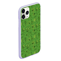 Чехол iPhone 11 Pro матовый Милитари цветы, цвет: 3D-светло-сиреневый — фото 2