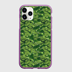 Чехол iPhone 11 Pro матовый Милитари перо двухцветное, цвет: 3D-фиолетовый