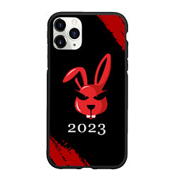 Чехол iPhone 11 Pro матовый Кролик 2023 суровый, цвет: 3D-черный