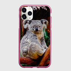 Чехол iPhone 11 Pro матовый Очень уставшая коала, цвет: 3D-малиновый