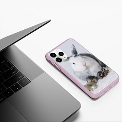 Чехол iPhone 11 Pro матовый Кролик с шишками и игрушками, цвет: 3D-розовый — фото 2