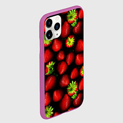 Чехол iPhone 11 Pro матовый Клубничка - ягоды, цвет: 3D-фиолетовый — фото 2